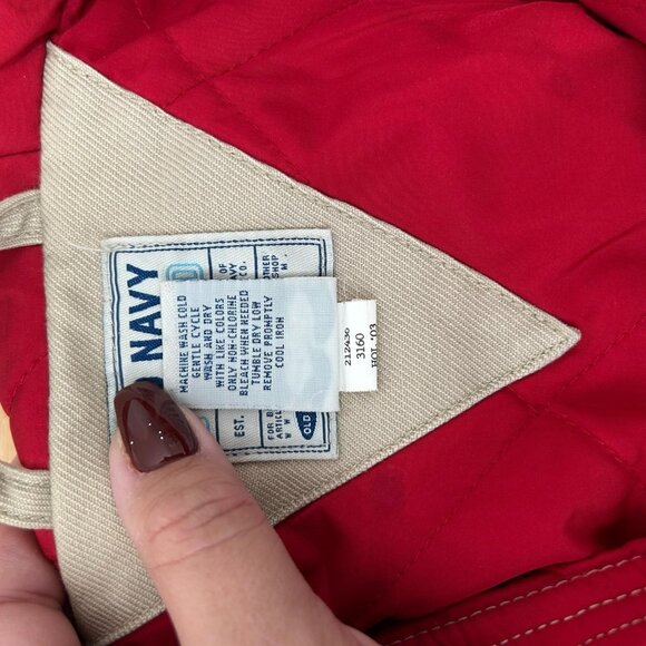 Old Navy Hooded Utility Jacket Womens L Khaki Cargo Quilted Thermal Lined Canvas - Picture 10 of 10